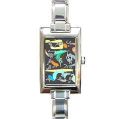 Repetition Seamless Child Sketch Rectangle Italian Charm Watch by danenraven