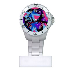 Memphis Pattern Geometric Abstract Plastic Nurses Watch by danenraven