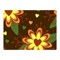 Floral Hearts Brown Green Retro Two Sides Premium Plush Fleece Blanket (mini) by danenraven