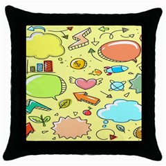 Cute Sketch Child Graphic Funny Throw Pillow Case (black)