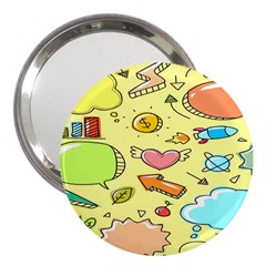 Cute Sketch Child Graphic Funny 3  Handbag Mirrors