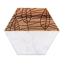 Autumn Leaf Mosaic Seamless Marble Wood Coaster (hexagon)  by danenraven