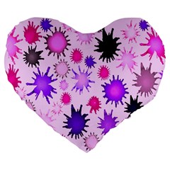 Inks Drops Black Paint Design Large 19  Premium Flano Heart Shape Cushions