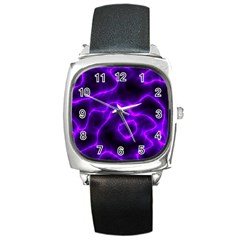 Purple Pattern Background Structure Square Metal Watch by danenraven