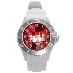 Pattern Structure Light Patterns Round Plastic Sport Watch (l) by danenraven