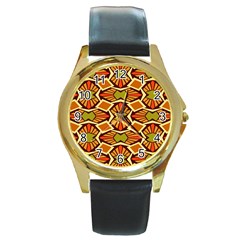 Geometry Shape Retro Trendy Symbol Round Gold Metal Watch by danenraven