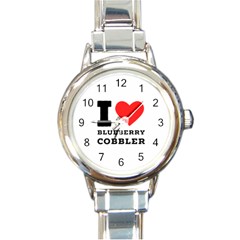 I Love Blueberry Cobbler Round Italian Charm Watch by ilovewhateva