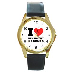 I Love Blueberry Cobbler Round Gold Metal Watch by ilovewhateva
