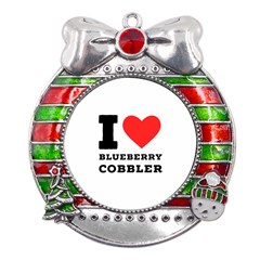 I love blueberry cobbler Metal X Mas Ribbon With Red Crystal Round Ornament