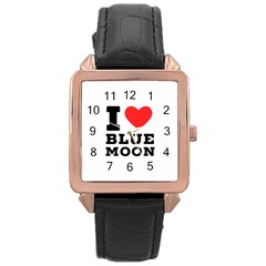 I Love Blue Moon Rose Gold Leather Watch  by ilovewhateva