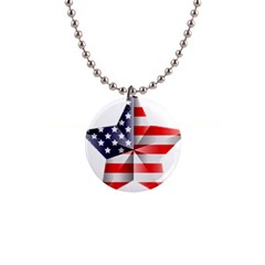 United States Of America Flag Of The United States Independence Day 1  Button Necklace by danenraven