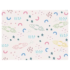 Spaceship Pattern Star Two Sides Premium Plush Fleece Blanket (extra Small)