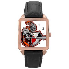 Knight Shield Sword Shield Fictional Character Rose Gold Leather Watch  by danenraven