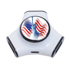 Statue Of Liberty And Usa Flag Art 3-port Usb Hub by danenraven