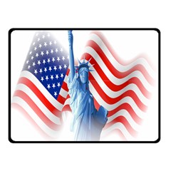 Statue Of Liberty And Usa Flag Art Two Sides Fleece Blanket (small) by danenraven