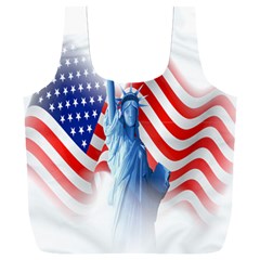 Statue Of Liberty And Usa Flag Art Full Print Recycle Bag (xxxl) by danenraven