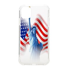 Statue Of Liberty And Usa Flag Art Iphone 11 Tpu Uv Print Case by danenraven