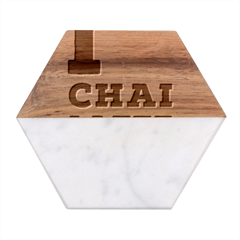 I Love Chai Latte Marble Wood Coaster (hexagon)  by ilovewhateva