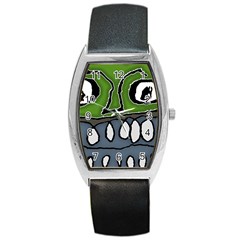 Extreme Closeup Angry Monster Vampire Barrel Style Metal Watch by dflcprintsclothing