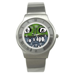 Extreme Closeup Angry Monster Vampire Stainless Steel Watch by dflcprintsclothing