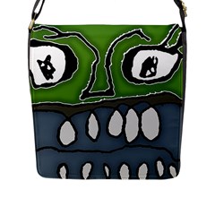 Extreme Closeup Angry Monster Vampire Flap Closure Messenger Bag (l) by dflcprintsclothing