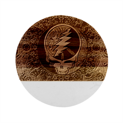 Grateful Dead Pattern Marble Wood Coaster (round) by Mog4mog4