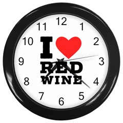 I love red wine Wall Clock (Black)