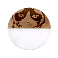 Grumpy Cat Classic Marble Wood Coaster (round) 