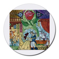 Beauty Stained Glass Round Mousepad by Mog4mog4
