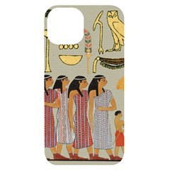 Egyptian Paper Women Child Owl Iphone 14 Black Uv Print Case by Mog4mog4