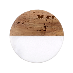 Egyptian Design Men Worker Slaves Classic Marble Wood Coaster (round) 