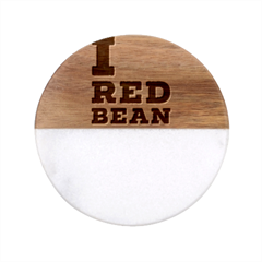 I Love Red Bean Classic Marble Wood Coaster (round) 