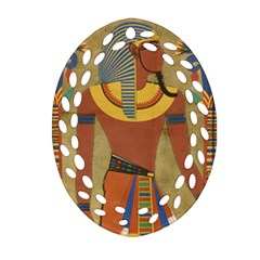 Egyptian Tutunkhamun Pharaoh Design Oval Filigree Ornament (two Sides) by Mog4mog4