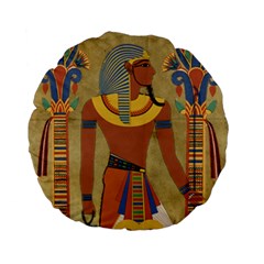 Egyptian Tutunkhamun Pharaoh Design Standard 15  Premium Flano Round Cushions by Mog4mog4