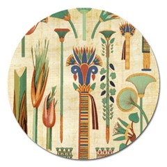 Egyptian Paper Papyrus Hieroglyphs Magnet 5  (round) by Mog4mog4