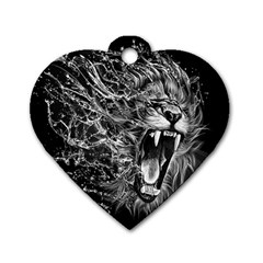 Lion Furious Abstract Desing Furious Dog Tag Heart (two Sides) by Mog4mog4