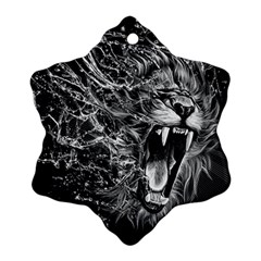 Lion Furious Abstract Desing Furious Snowflake Ornament (two Sides) by Mog4mog4