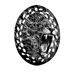 Lion Furious Abstract Desing Furious Ornament (oval Filigree) by Mog4mog4