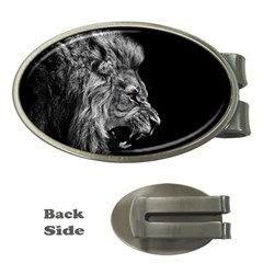 Roar Angry Male Lion Black Money Clips (oval)  by Mog4mog4