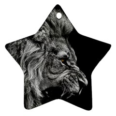 Roar Angry Male Lion Black Star Ornament (two Sides) by Mog4mog4