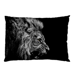 Roar Angry Male Lion Black Pillow Case by Mog4mog4