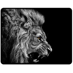 Roar Angry Male Lion Black Fleece Blanket (medium) by Mog4mog4