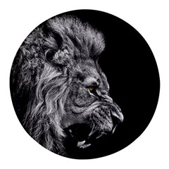 Roar Angry Male Lion Black Round Glass Fridge Magnet (4 Pack) by Mog4mog4