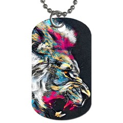 Angry Male Lion Roar Dog Tag (one Side) by Mog4mog4