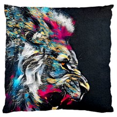 Angry Male Lion Roar Standard Premium Plush Fleece Cushion Case (one Side) by Mog4mog4