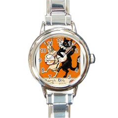 Vintage Poster Ad Retro Design Round Italian Charm Watch