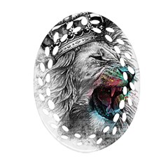 Lion King Head Ornament (oval Filigree) by Mog4mog4