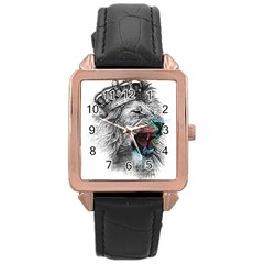 Lion King Head Rose Gold Leather Watch  by Mog4mog4