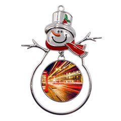 Telephone Booth Red London England Metal Snowman Ornament by Mog4mog4