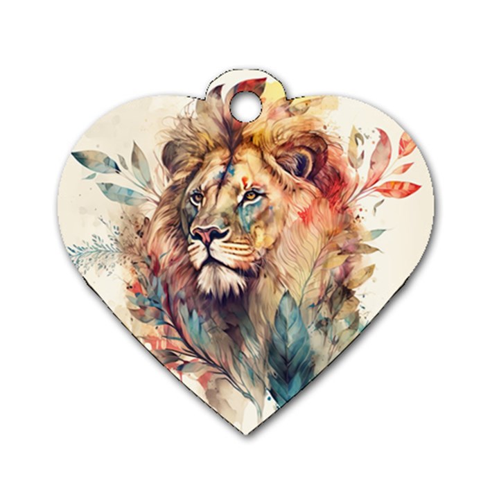 Lion Africa African Art Dog Tag Heart (One Side)